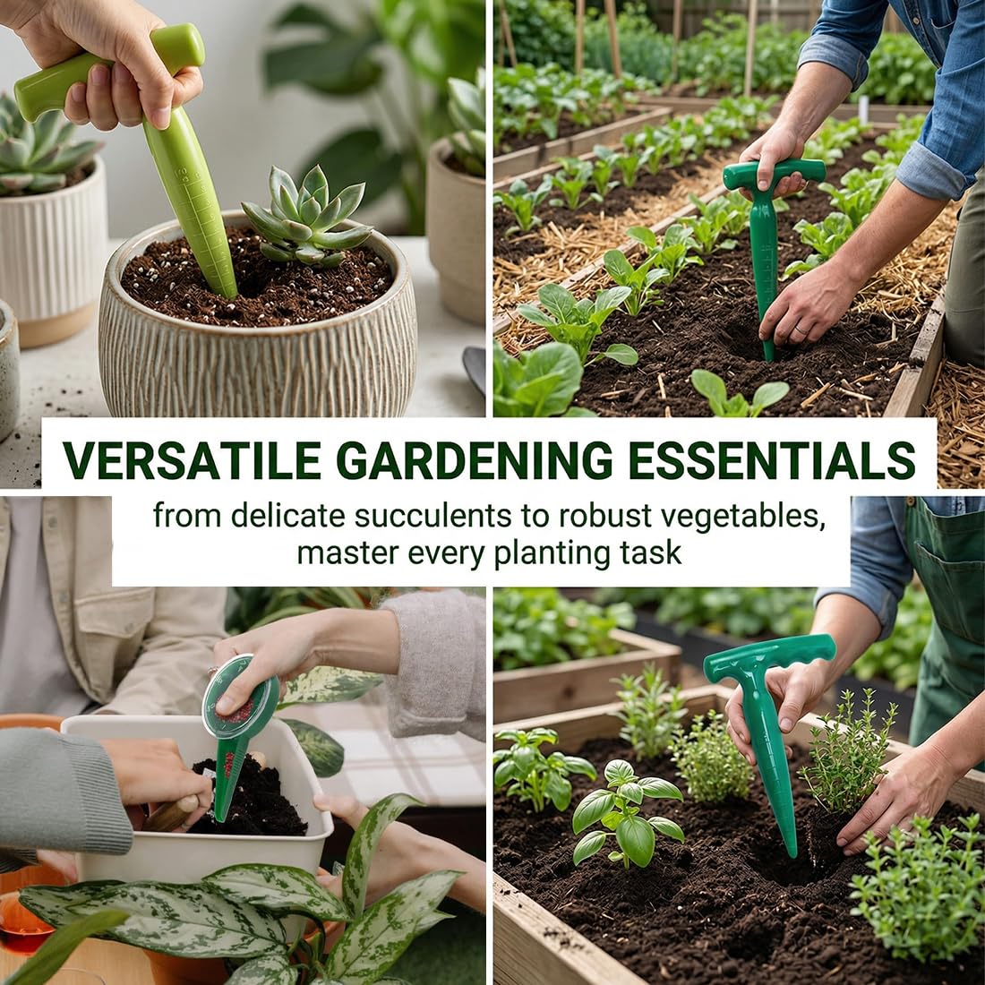 2pcs Piantatore Di Bulbi,Dibber Con Scala Di Misurazione Per Una Piantagione Precisa,Ideale Per La Attrezzi Da Giardino Verdure e Fiori,1pcs Seminatrice Regolabile a Cinque Velocità