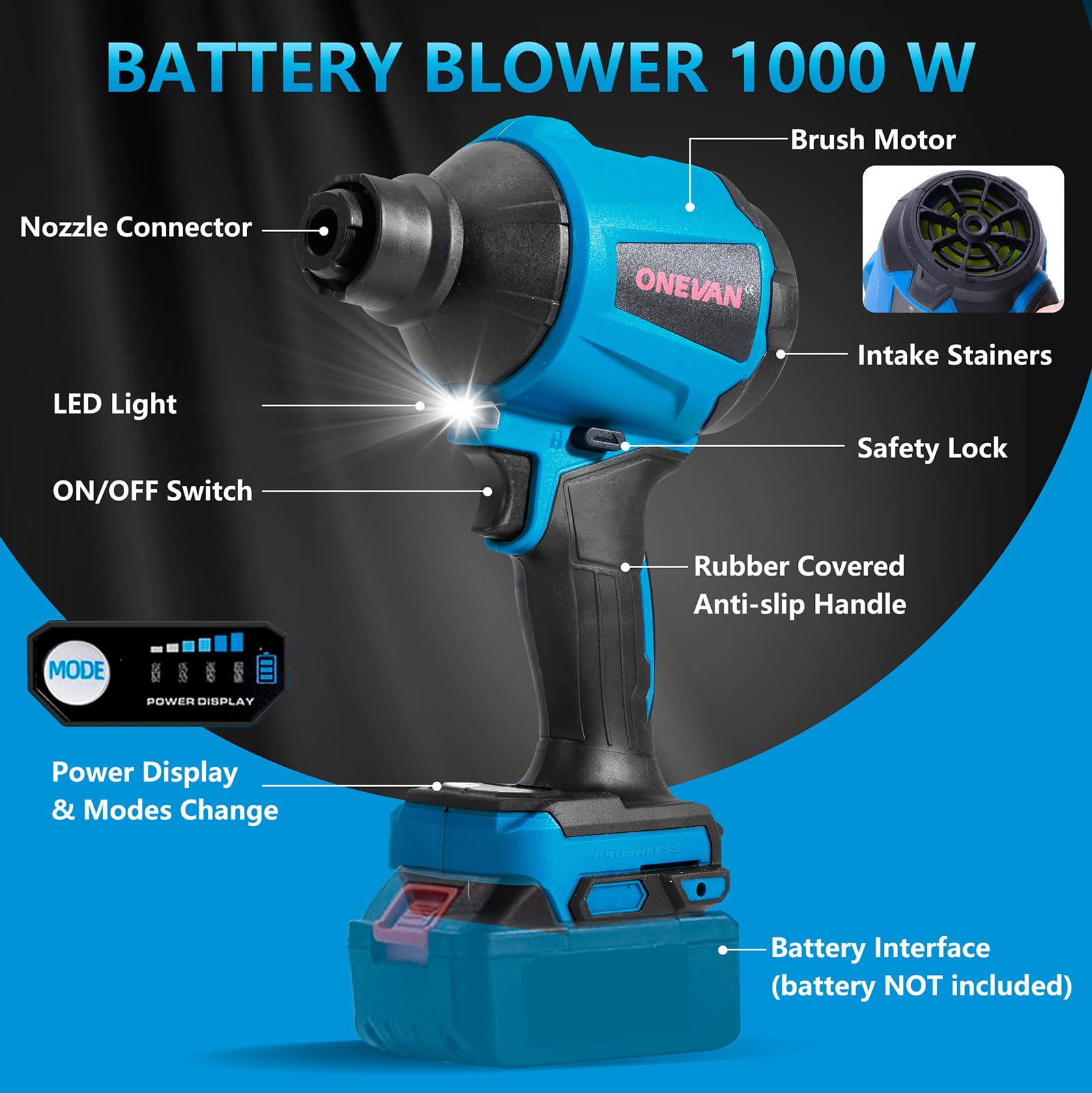 Soffiatore Foglie A Batteria 18V 7-in-1 - Aspiratore Portatile Per Auto, Giardino E Casa - Foto 5