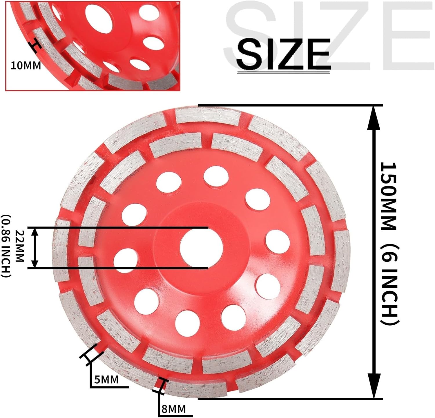 1pcs Diamond Grinding Disc 100/115/125/150/180mm Diamond Grinder Wheel Abrasives Concrete Tools Metalworking Cutting Wheels Cup Saw(150mm)