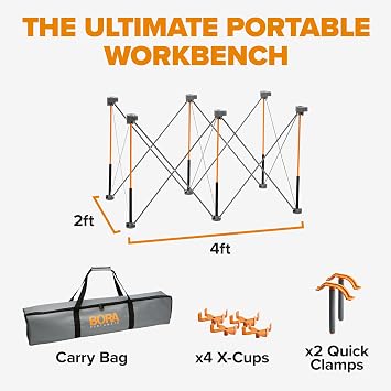 BORA Centipede Folding Work Table 2x4 ft Portable Workbench for Garage
