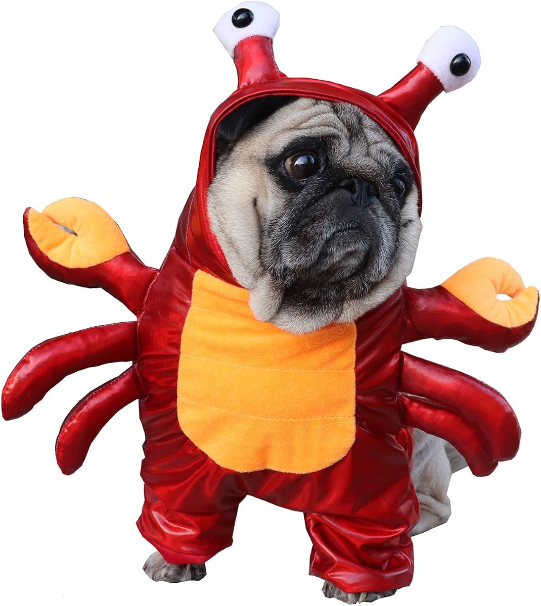 BAMY Halloween Dog Crab Costume,Funny Pet Hoodie,Cosplay Bulldog Apparel,S