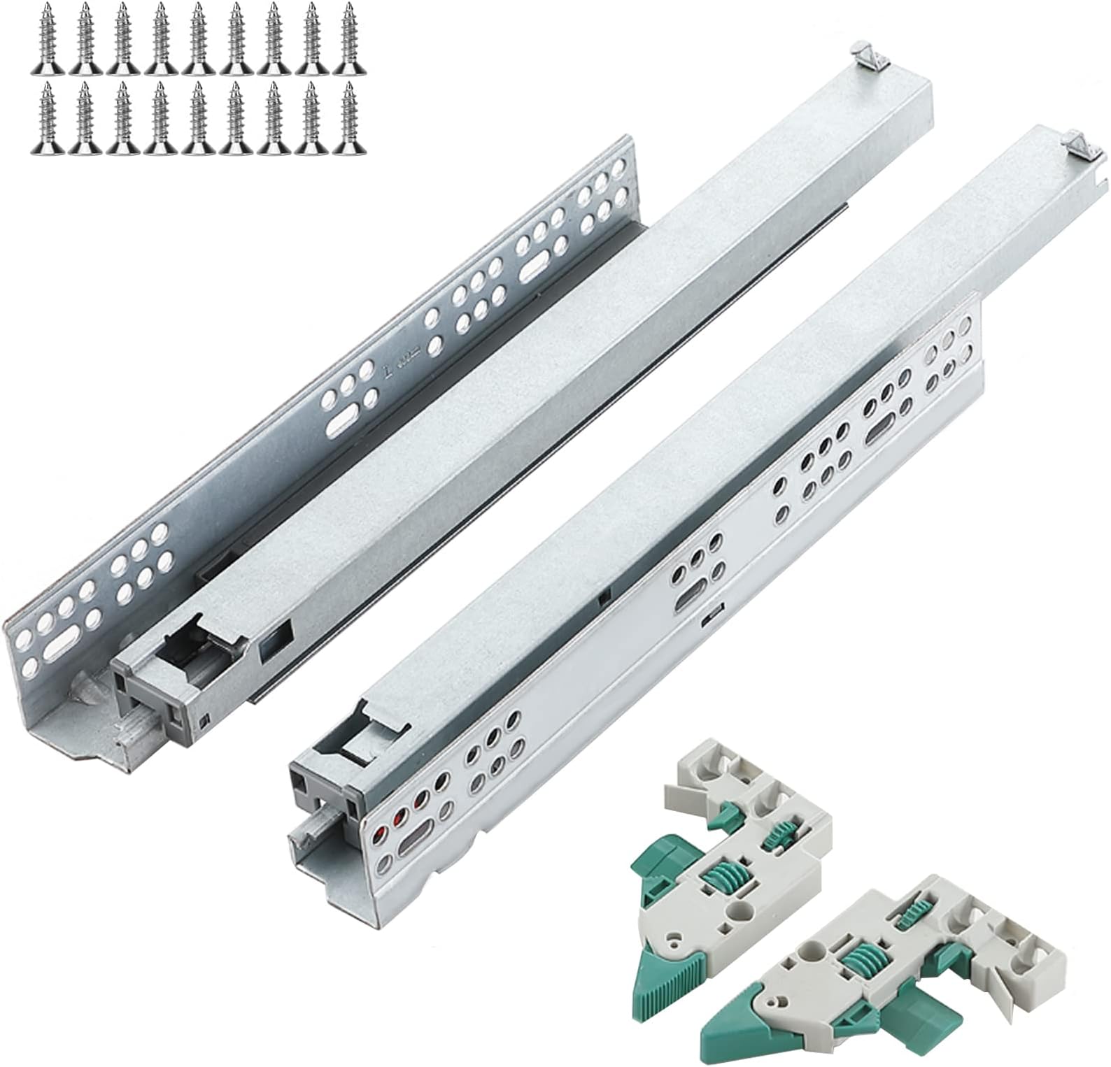 VESLA HOMEFull Extension Soft Close Undermount Drawer Slides 20 inch,100LB Capacity Bottom/Under Mount Slow Close Cabinet Drawer Runners-1 Pair