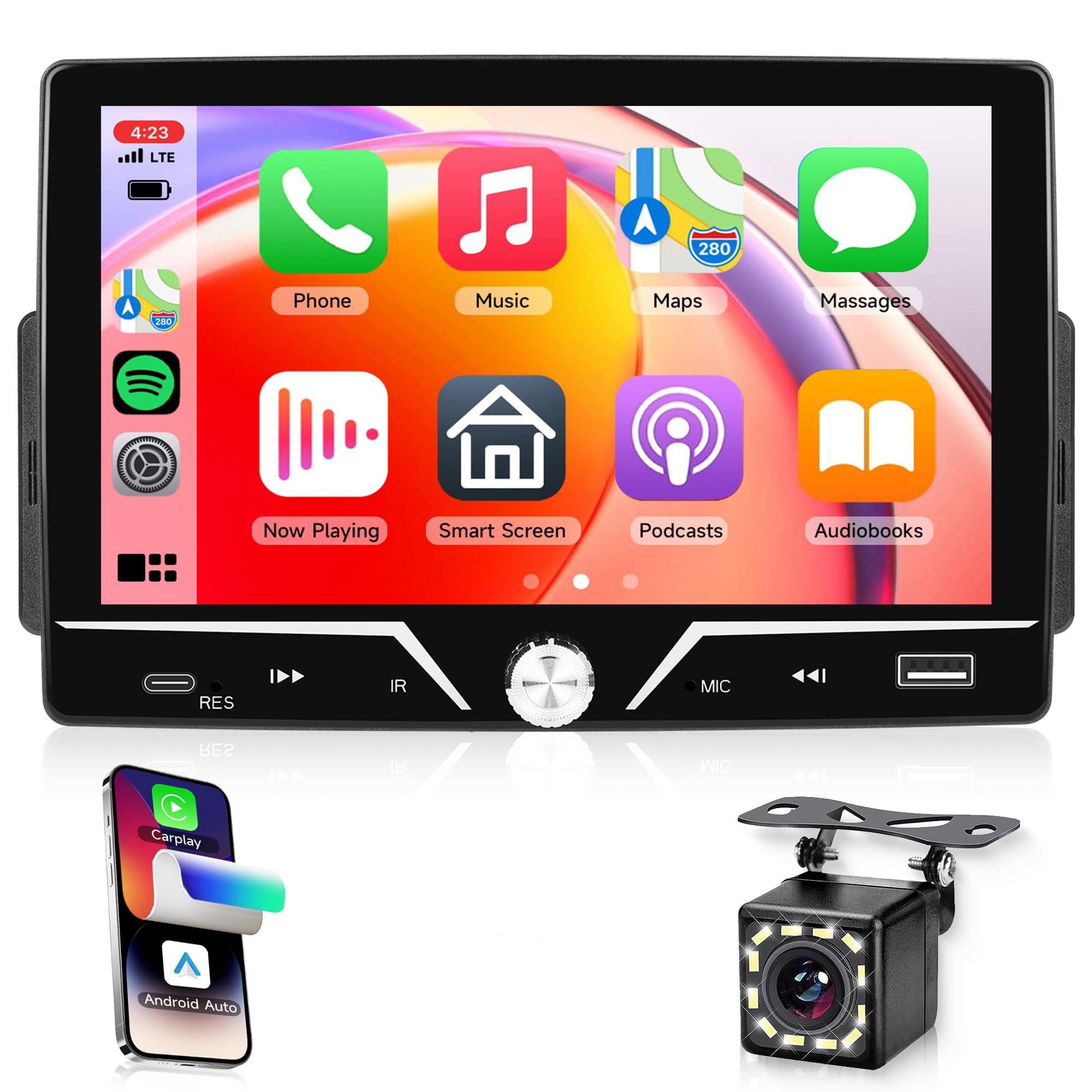 Single Din Car Stereo Carplay Android Auto, Rimoody 7" Touch Screen Car Radio with Bluetooth 5.0 Mirror Link Backup Camera