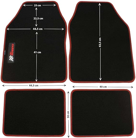 PETEX Carbon Car Mat Universal 4-Piece Black/Red