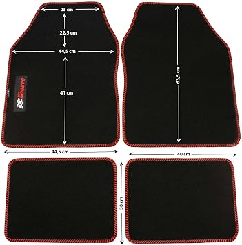 PETEX Carbon Car Mat Universal 4-Piece Black/Red