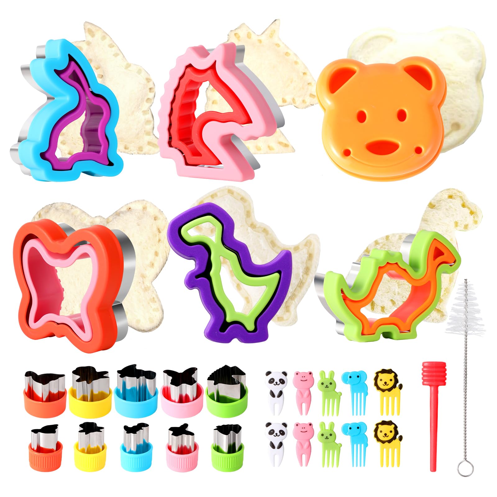 HoomallUncrustables Sandwich Cutter and Sealer Set, Fruit Vegetable Cookie Cutter for Kids Lunch, Stainless Steel and Plastic, Cute Cutter Shapes for Boy & Girls