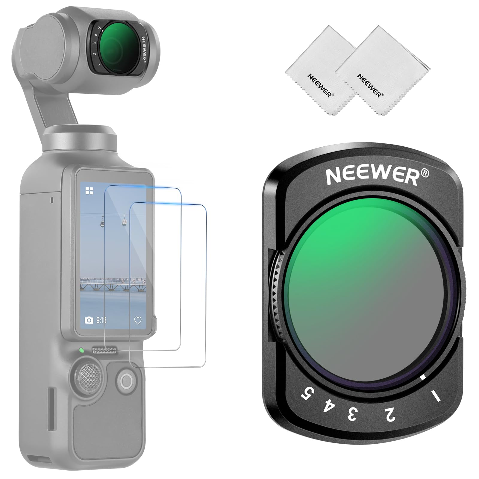 Filtro variable ND contra reflejos Neewer magnético para DJI Osmo Pocket con kit de protección 7