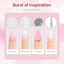 Beetles Poly Extension Gel Nail Kit 6 Colors Poly Nail Gel With Mini Nail Lamp Pink Nude Purple Poly Nail Gel Starter Kit for Beginner Nail Thickening Solutions DIY Home Salon Gift for Women Girls