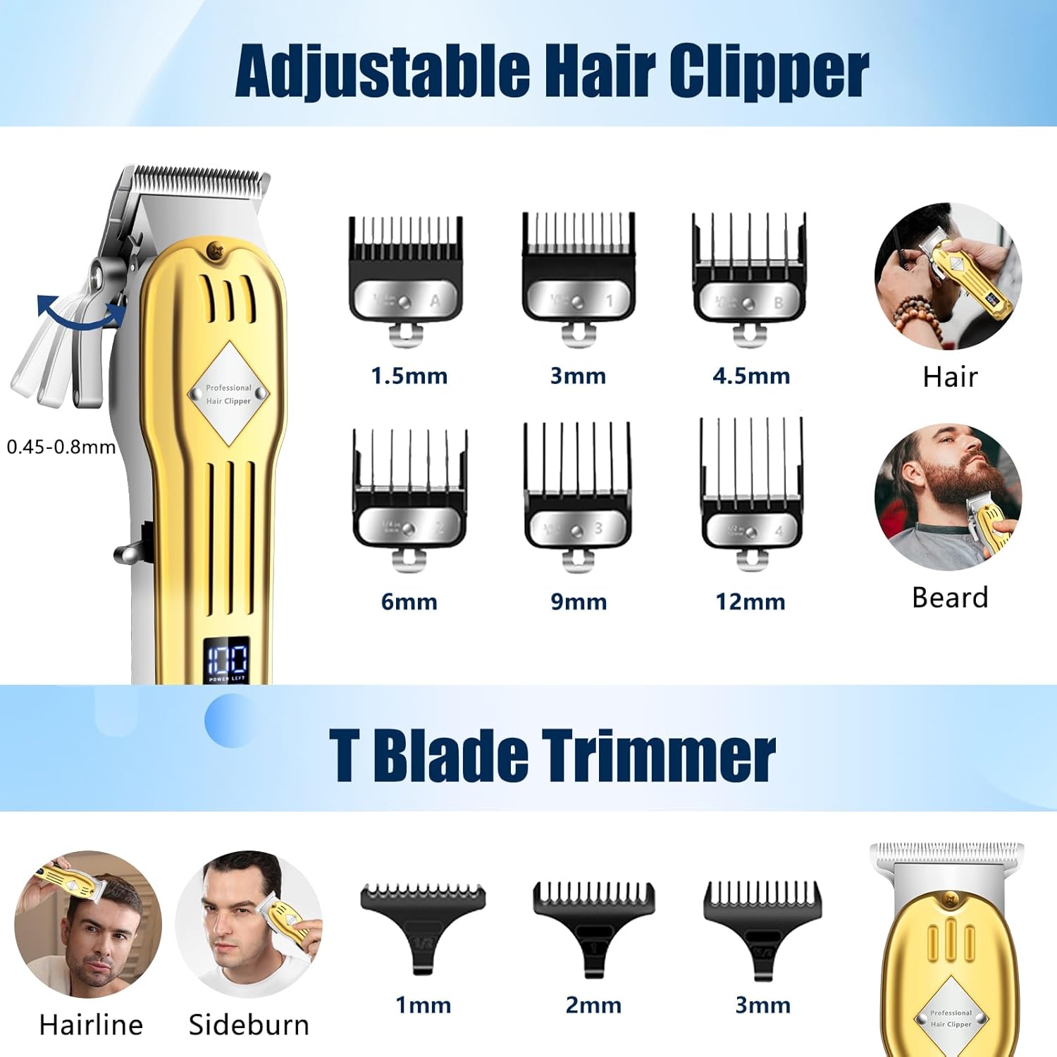 Hair Clippers for Men, Professional Beard Trimmer Mens Shaver Electric Razor Nose Trimmer Kit, Cordless Barber Clippers and Trimmers Set, Hair Cutting Kit, Shaving Machines for Men Grooming Gifts