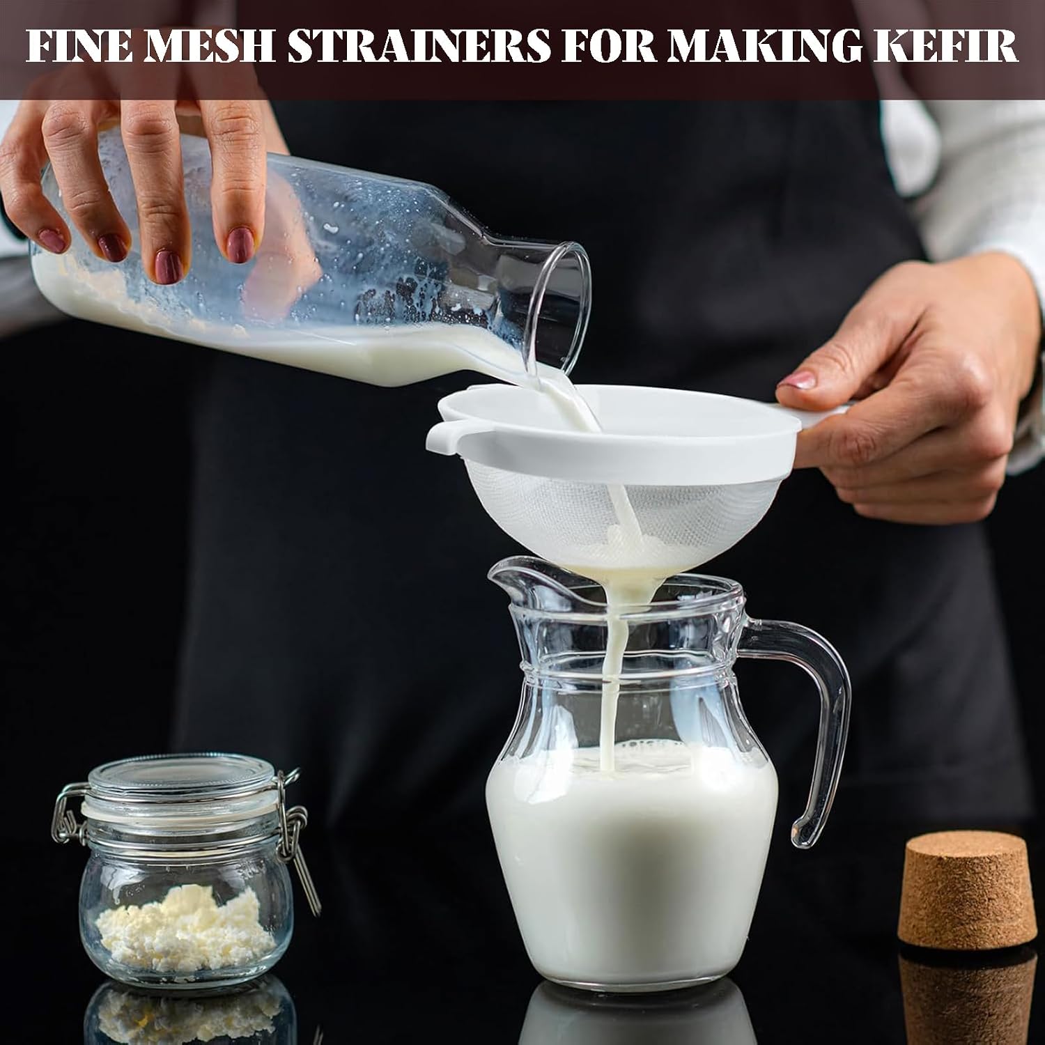 3 Pcs Fine Mesh Strainer Set, Plastic Nylon Sieve Colander for Kefir