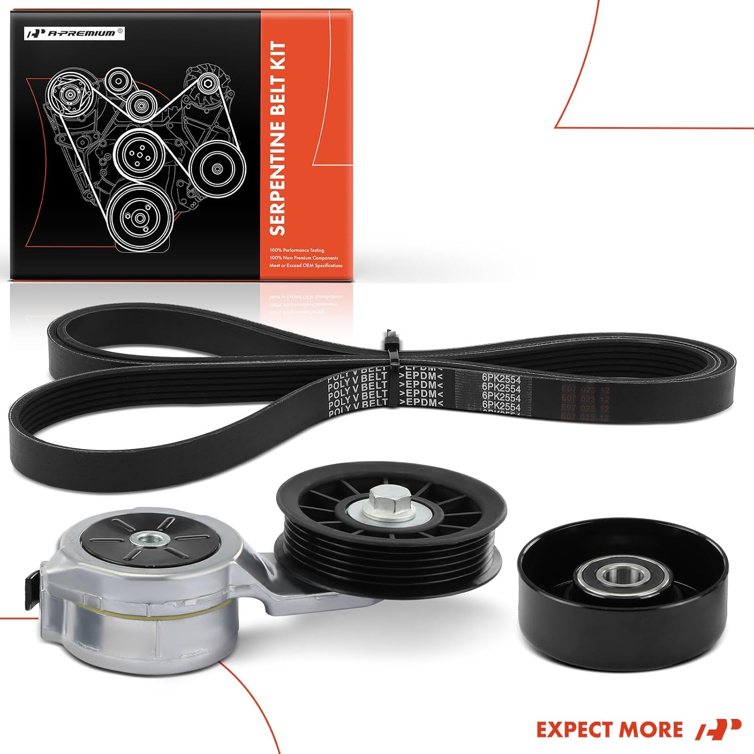 A-Premium Engine Serpentine Belt Drive Kit Compatible with Chevrolet & GMC Cars - C2500, C2500 Suburban, C3500, C3500HD, K2500, K2500 Suburban, K3500, 1994-1995 - 7.4L