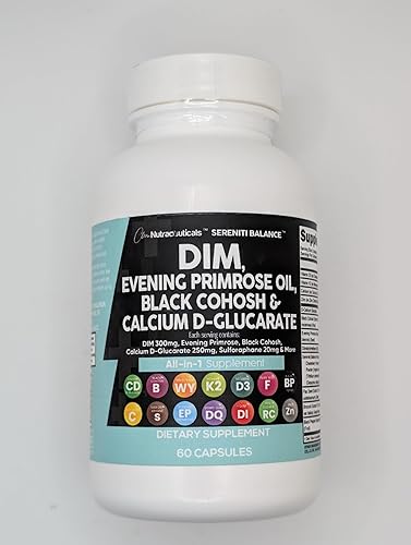 Clean Nutraceuticals DIM Evening Primrose Black Cohosh Calcio D-Glucarato Sulforafano Extracto de semilla de lino – Vitaminas de apoyo hormonal para