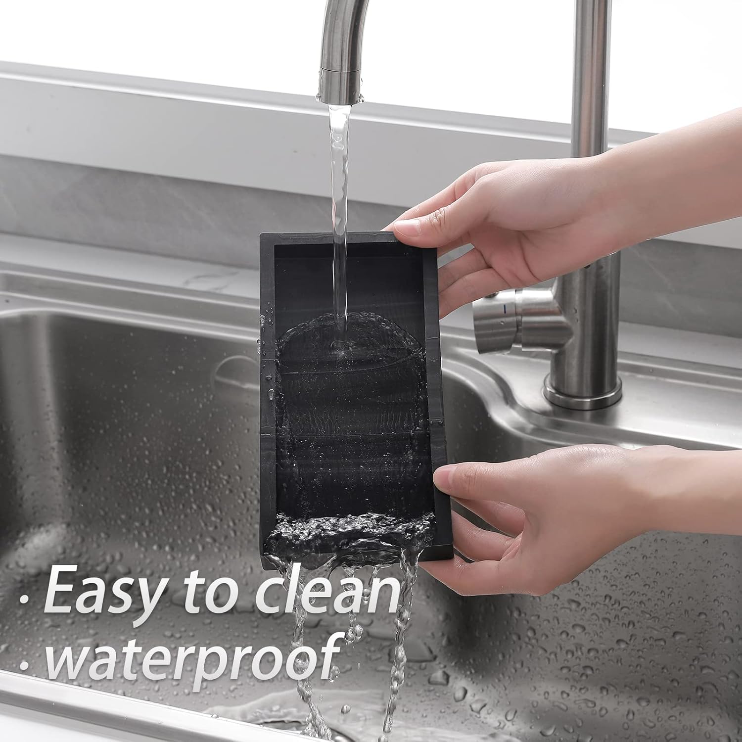 Heagoale Small Bathroom Vanity Silicone Tray for Counter, Rectangle Dish Soap and Sponge Holder for Kitchen Sink, Perfume Organizer for Dresser, Marble Black : Home & Kitchen