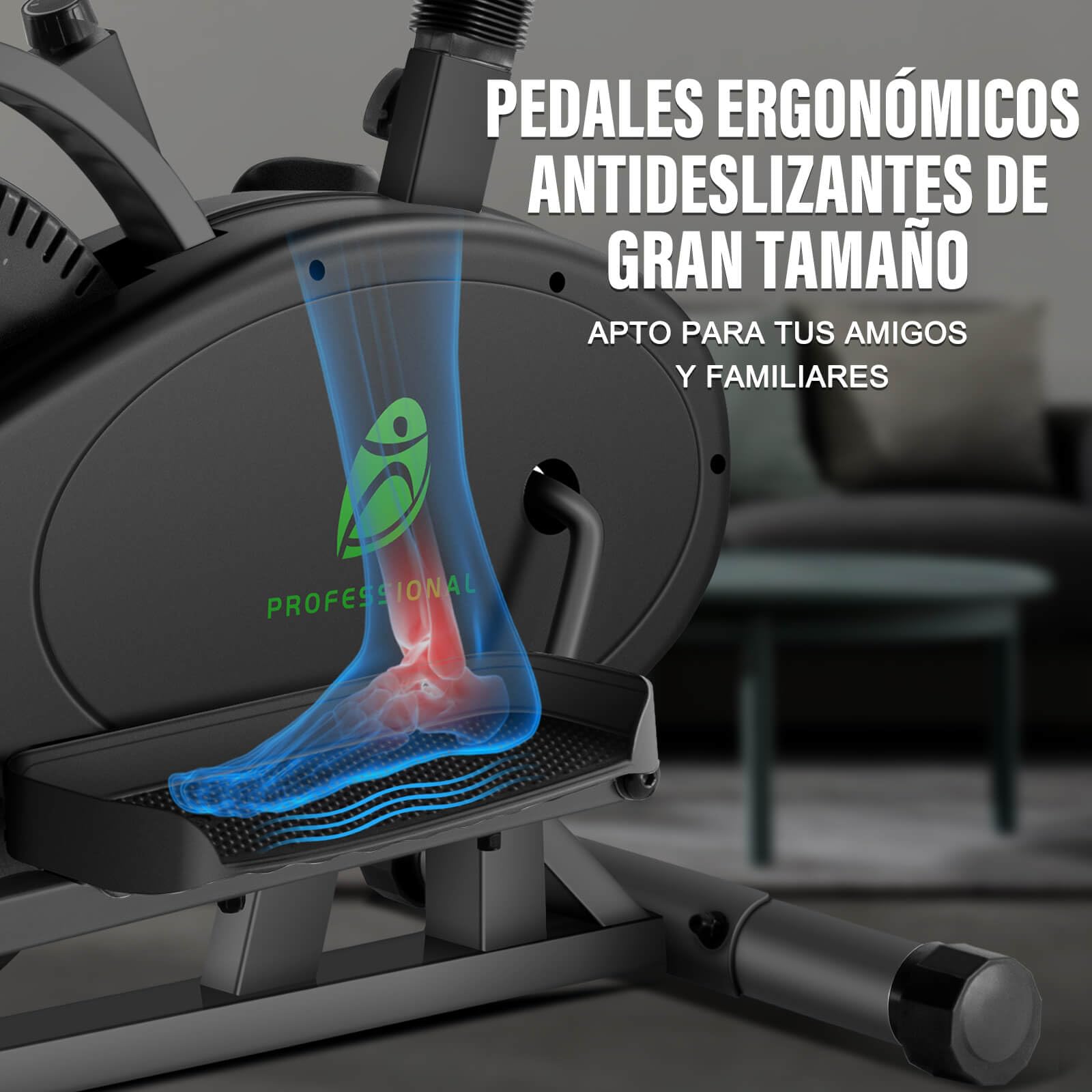 Bicicleta Elíptica para Casa, 2 en 1 Ergonómico Elliptical Cross Trainer con Asiento Ajustable Y Resistencia, Pantalla LCD, Ahorro De Espacio 265 LBS Capacidad De Carga