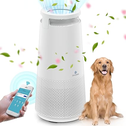 DH Lifelabs Air Purifier for Home, Ionizer Air Purifier for Allergies, HEPA Air Purifier Filter Eliminates Odor for Pets, Smart Air Purifier for 231ft Support WiFi (Sciaire Mini, White WiFi)
