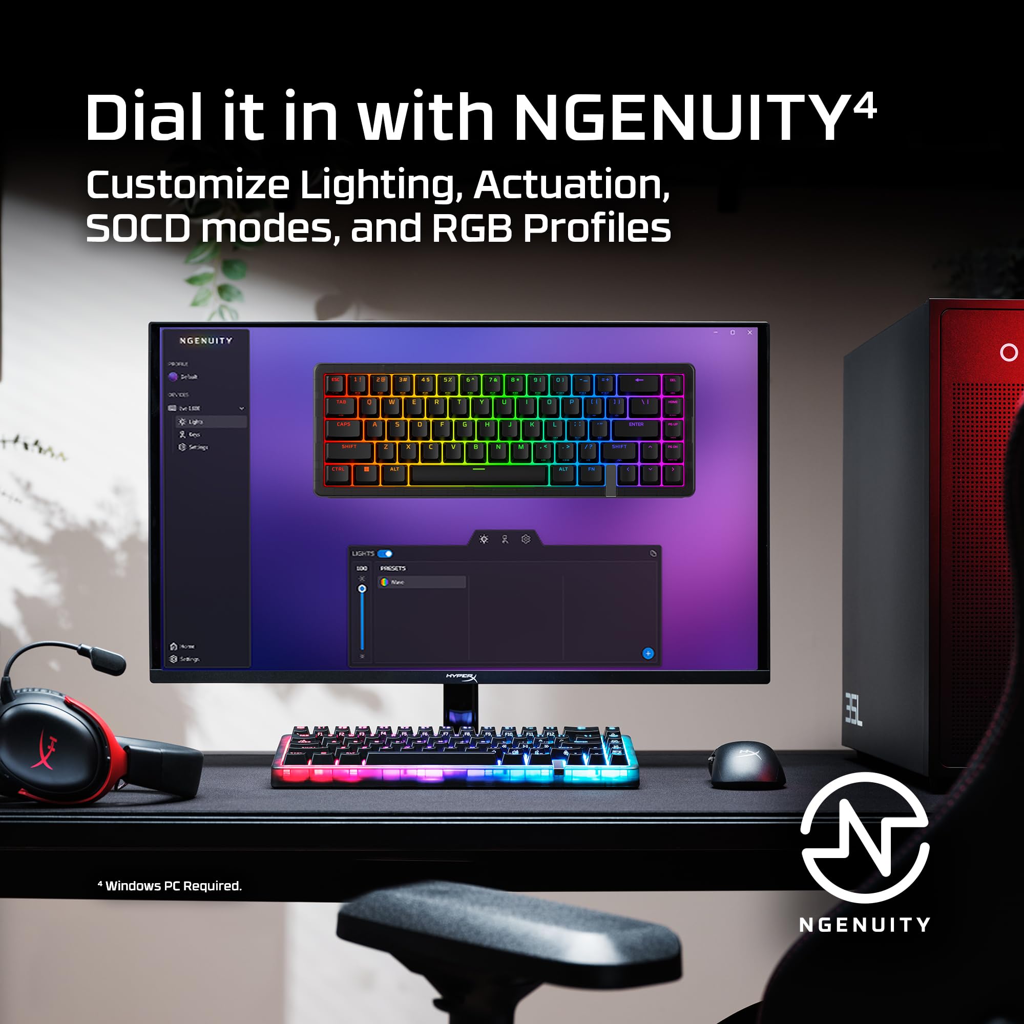 HyperX Origins 2 Pro 65 - Gaming-Tastatur, PC, magnetische Linearschalter, Schnellauslöser, austauschbares Gehäuse, Hotswap-Schalter, hohes Profil, 65-Layout, 8k Polling, Einstellbarer Winkel