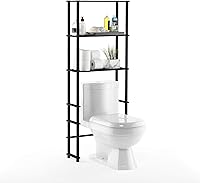 Furinno Turn-N-Tube 3-Shelf Over Toilet Storage, Espresso/Black - Space-Saving Bathroom Organizer, Tool-Free Assembly