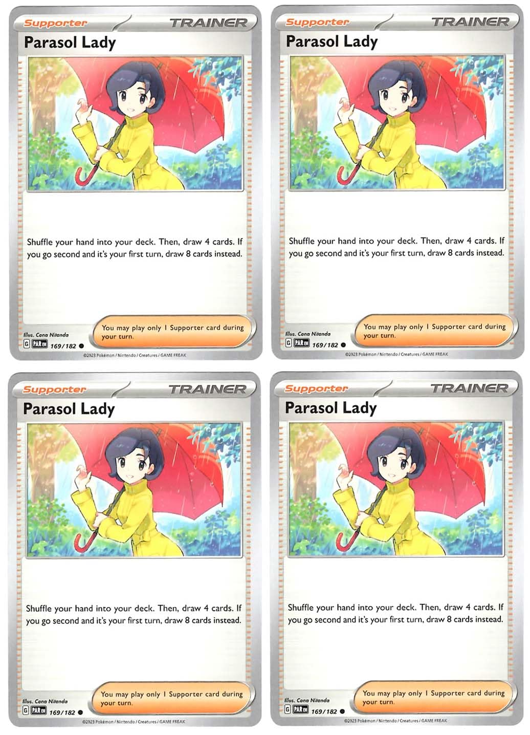 Parasol Lady 169 182 - Paradox Rift - Pokemon Trainer Card Lot x4 - Playset