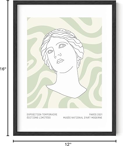 Miniatura 8 de HAUS AND HUES Pósteres estéticos verdes, arte de pared verde salvia, decoración de habitación pastel danés, impresión geométrica (sin marco, 12 x 16)