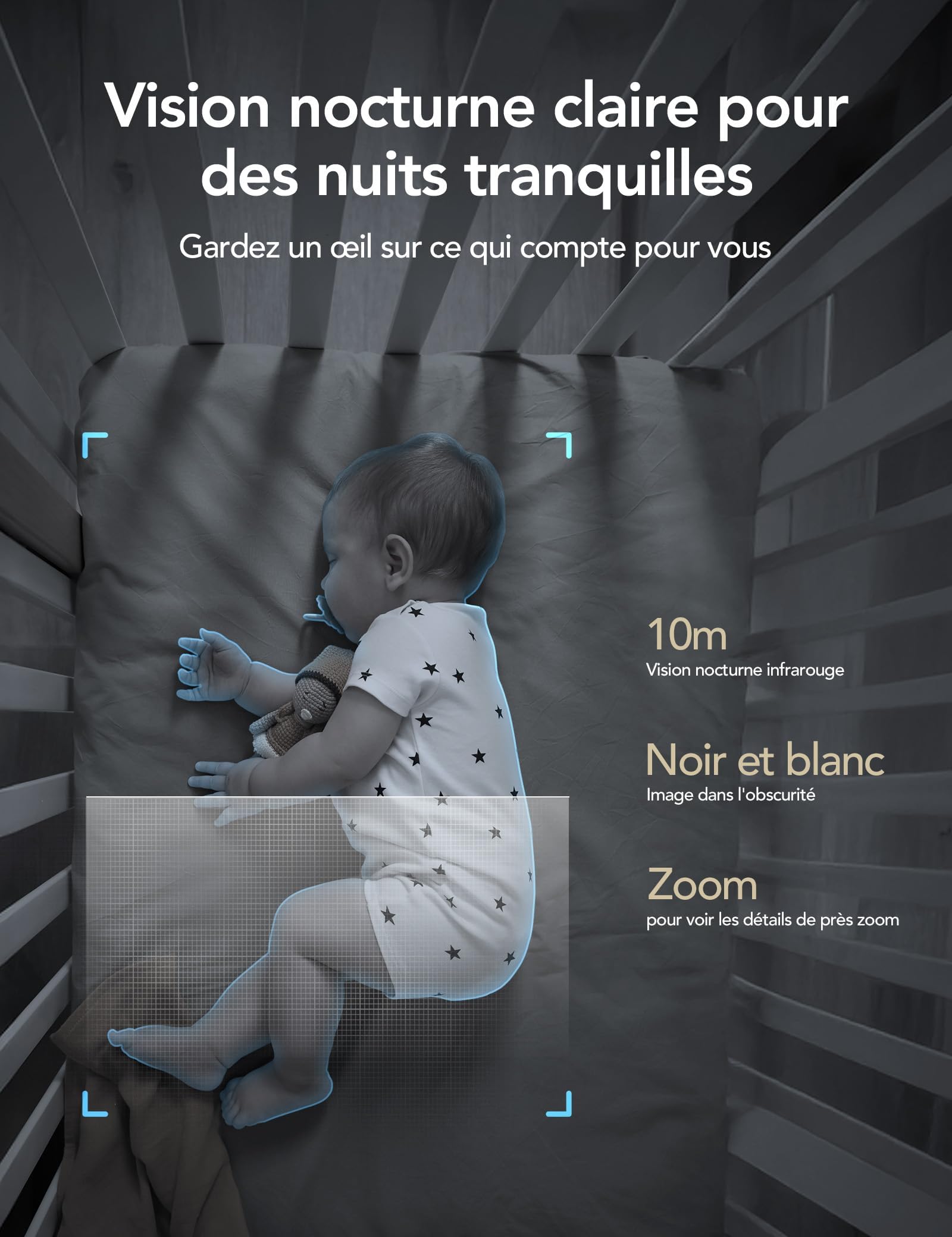 GNCC 4 Pack Camera Surveillance WiFi Interieure pour Bébé/Animaux, 2,4GHz | 1080P HD, Vision Nocturne Infrarouge, AI Détection de Mouvement & Sonore, Audio Bidirectionnel, Alexa/Google, SD Local/Cloud