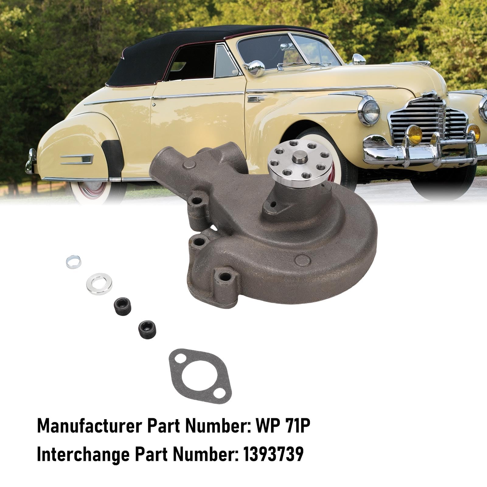 Kit Pompa Acqua Motore in Metallo WP 71P 1393739 Sostituzione per Motori Grandi Serie 70 80 90 a 8 Cilindri Dal 1936 Al 1940 con Tenuta a Prova di Perdite per Riparazione di Restauro