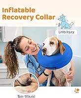 Vista 2 de Supet Collar Inflable de Cono para Perro Alternativo Después de Cirugía, Collar de Dona para Cuello de Perrito Recuperación ECollar para Post