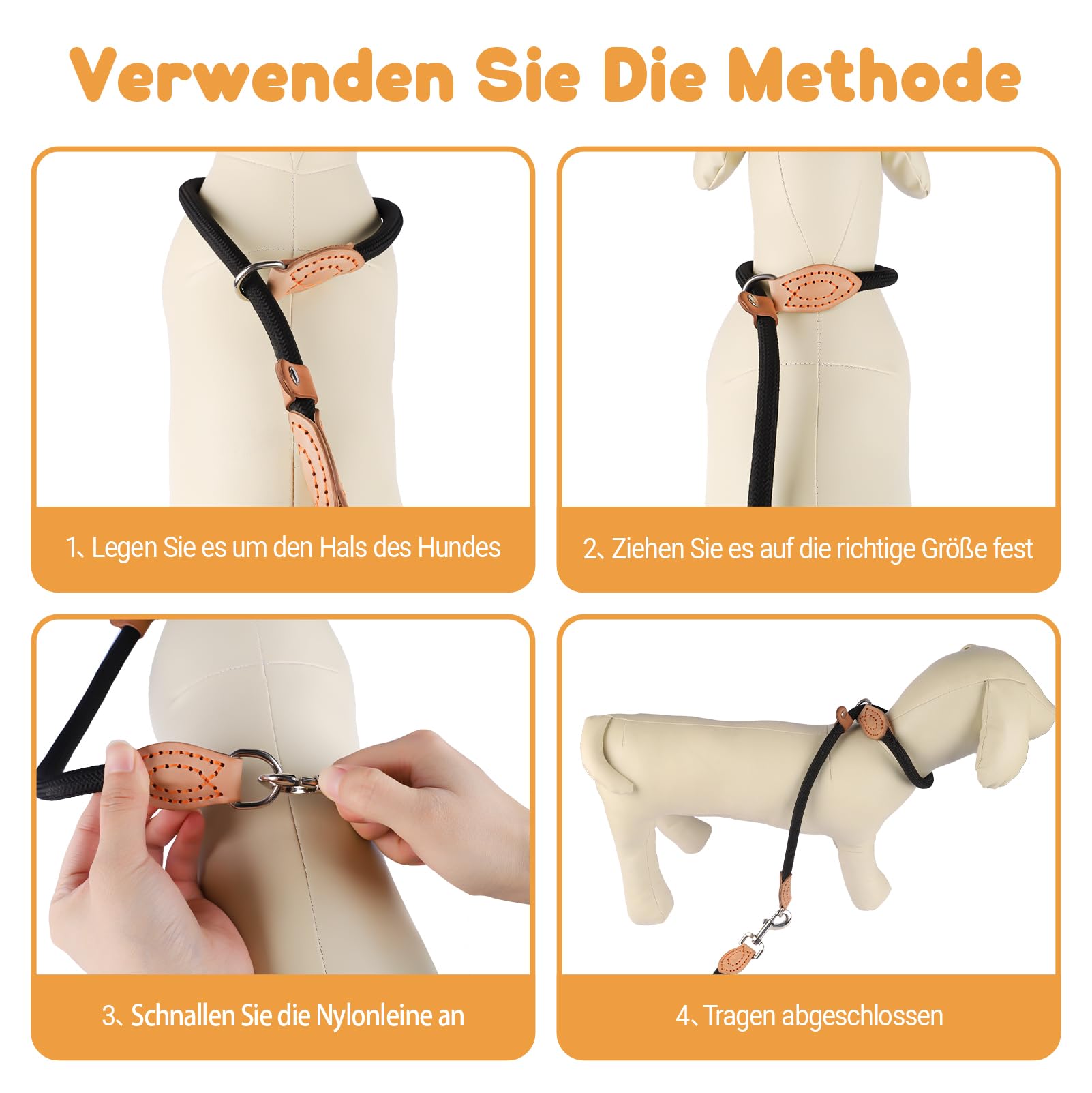 Freestyle - Lot de 2 colliers de dressage pour chien - Collier anti-traction et laisse pour chien - Collier Retriever de 1,4 cm - En nylon robuste - Cuir synthétique avec anneau en métal