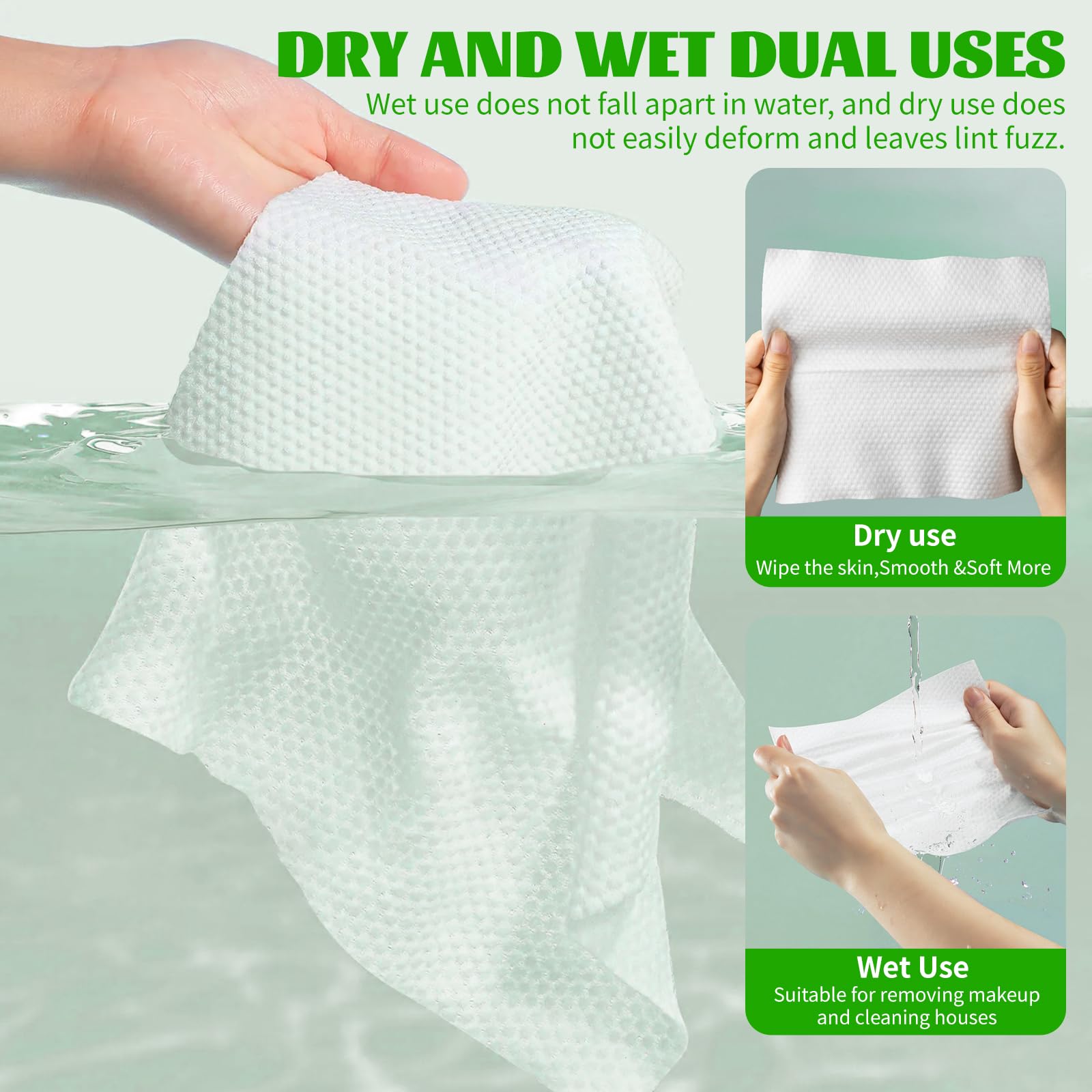 Disposable Face Towels 200 Count, Face Wipes for Sensitive Skin Ultra Soft & Thick Face Wash Cloths - Image 2