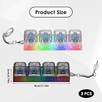 2 PCS Keyboard Fidget Toy, Keychain Keyboard, Durable PC Cool Gadgets, Stress Relief Desk Toy for Office, School, Travel, Compact Size