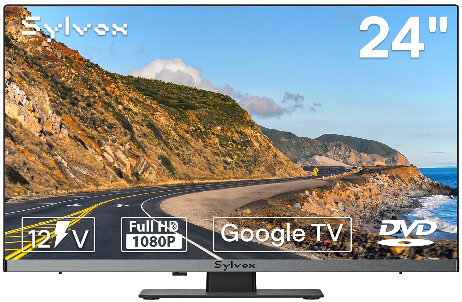 RV TV, 22 inches 12/24V TV for RV 1080P Full HD Smart TV, Built-in APP Store, Support WiFi Bluetooth, Small Android TV for Car Home Camper Truck Boat(Limo Series)