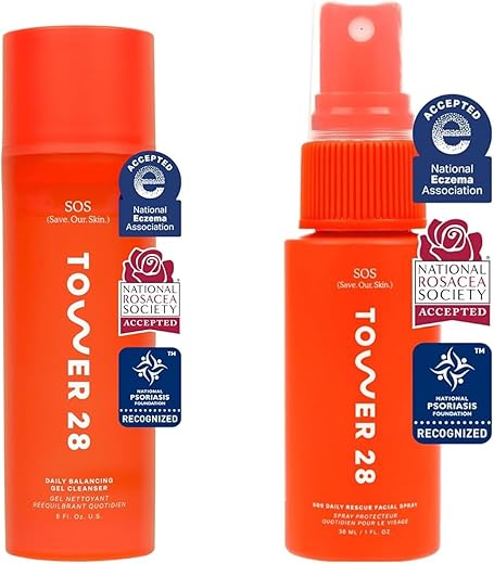 Tower 28 SOS Daily Rescue Facial Spray 1 FL OZ & Tower 28 SOS Cleanser 150 ML
