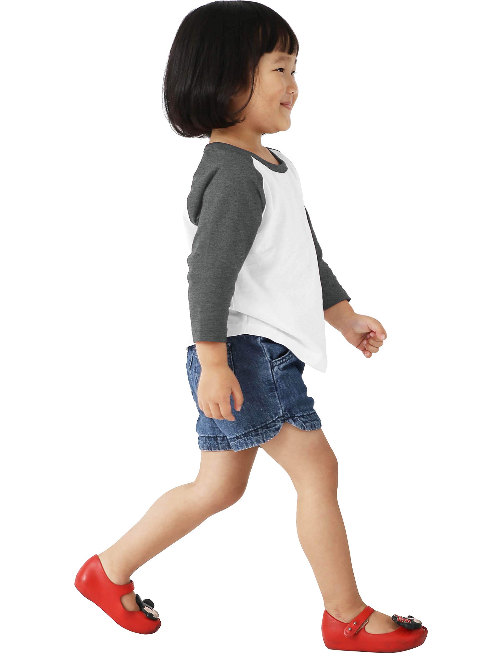 Ma Croix Infants Raglan 3/4 Sleeve Shirt Slim Comfort Fit Baseball Jersey Toddler Tee (06 Month, 5bh03_White/Charcoal)