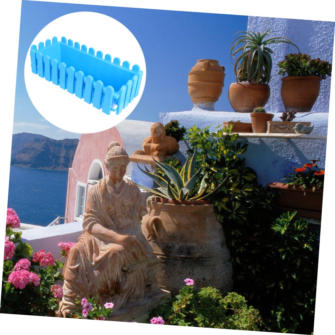 BESPORTBLE Rechteckiger Kunststoff Blumentopf für Draußen und Leicht zu Reinigen für Dekorativen Zaun und Gartenpflanzen Blau