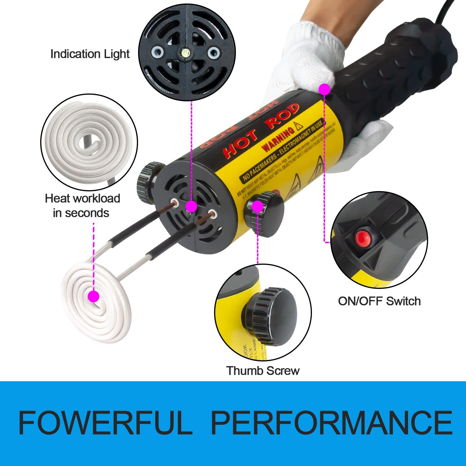 SOLARY, Kit di riscaldamento a induzione magnetica 1000W senza fiamma 10 bobine per rimuovere viti arrugginite
