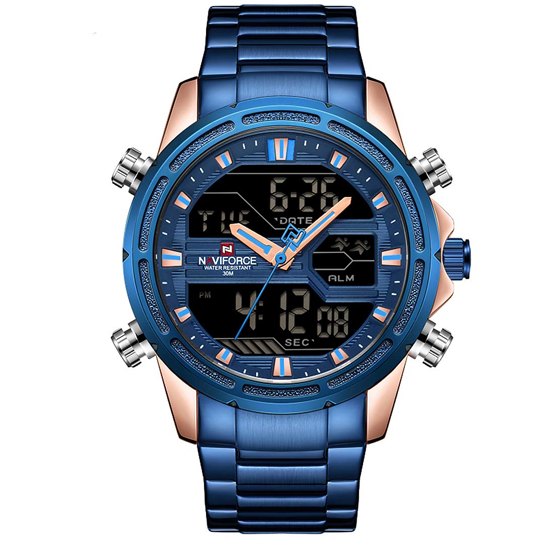 NAVIFORCE Analogue - Digital Mens Watch (Blue Dial Blue Colored Strap) (B07S3PSVRB) Amazon Price History, Amazon Price Tracker