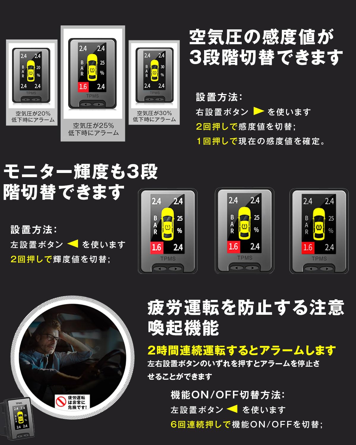 Amazon.co.jp: BGUCAR トヨタ車専用タイヤ空気圧監視システム スイッチ