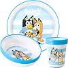 Bluey 3pcs Reusable Bicolor Premium Kids Dinner Tableware Set Plate, Bowl & Tumbler, BPA Free