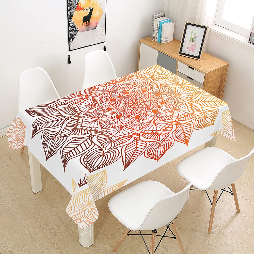 FANSU Mandala 3D Style Rectangulaire Nappe De Table, Anti Tache Imperméable Résistant Lavable Pour Salle à Manger/Jardin/Extérieur Intérieur