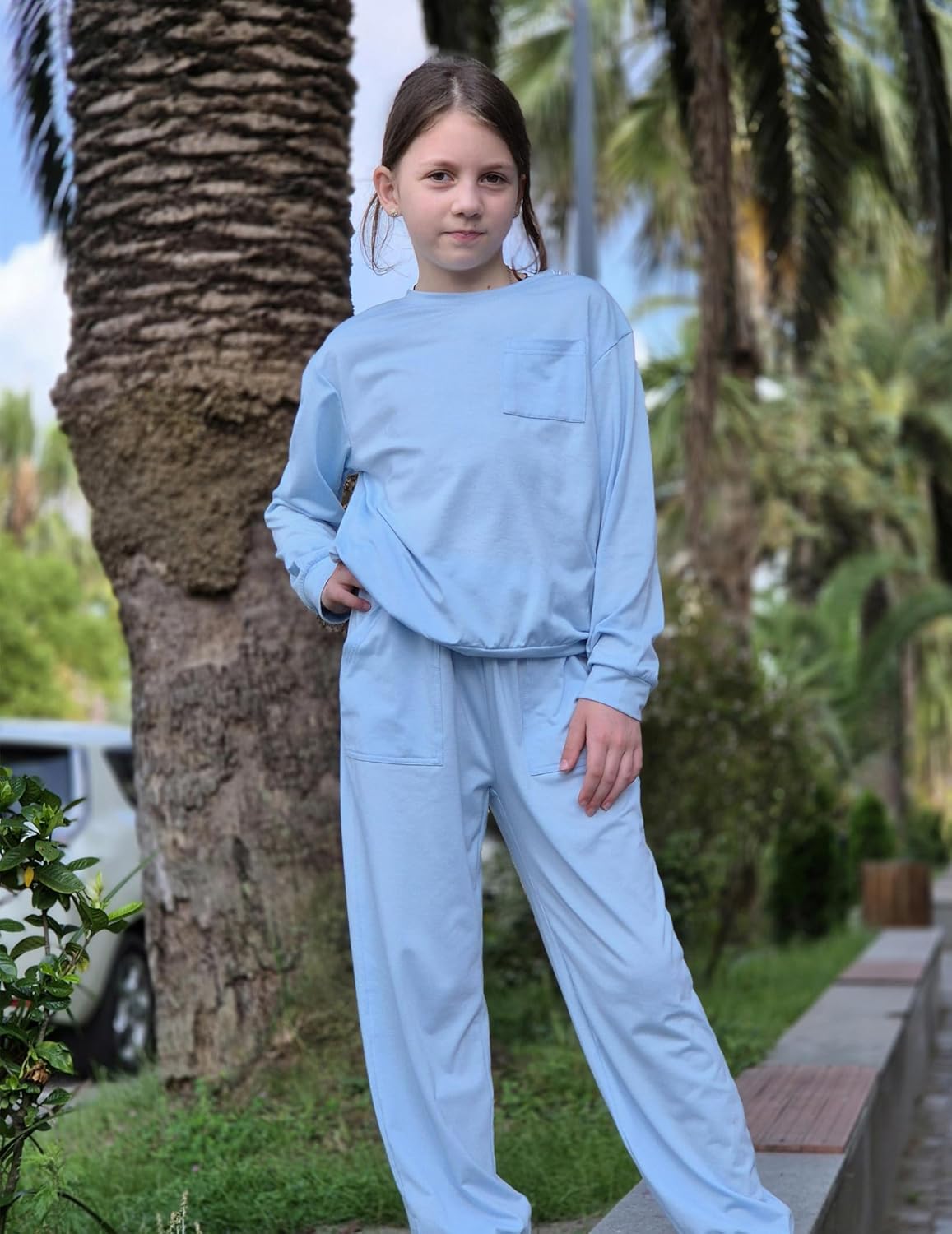 Arshiner Girls 2 Piece Outfits Casual Clothing Sets Long Sleeve Pullover Sweatshirts and Sweatpants with Pockets 5-13 Years - Image 6