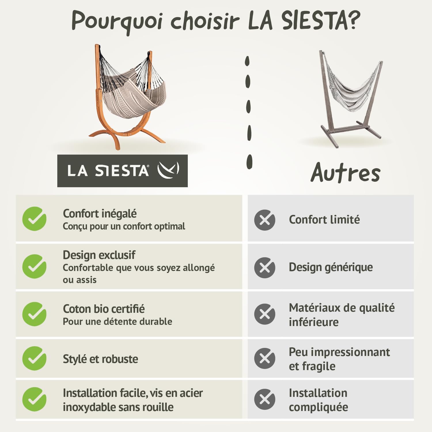 LA SIESTA - Udine Outdoor Hammock - Handmade Organic Cotton - Tear-Resistant - FSC Certified Eucalyptus Wooden Stand - Zebra