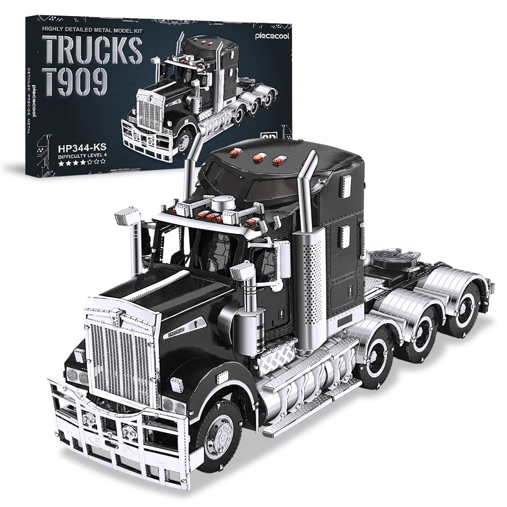 Piececool Puzzle 3D metalowe ciężkie ciężarówki, model ciężarówki ze stali nierdzewnej 430, 100% catering, metalowy model, prezent urodzinowy dla dorosłych 3D, 308 elementów