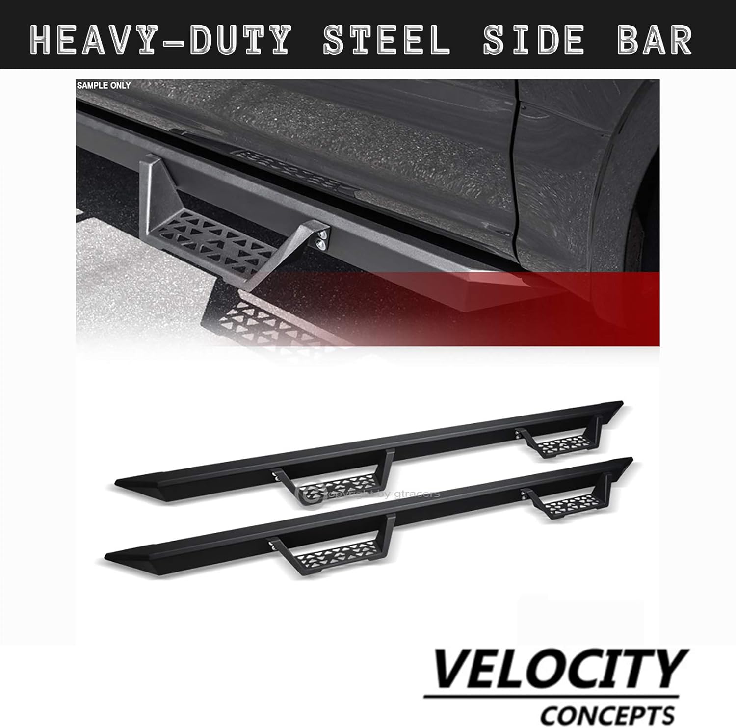Modular Drop Step Nerf Bars Board Matte Black 2007-2018 for Toyota Tundra CrewMax Cab
