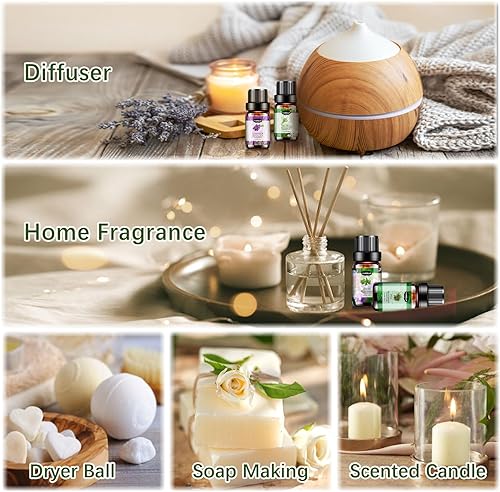 Miniatura 5 de Juego de aceites esenciales, kit de aceites esenciales de aromaterapia para difusor, humidificador, masaje, cuidado de la piel (32 x 0.2fl oz),