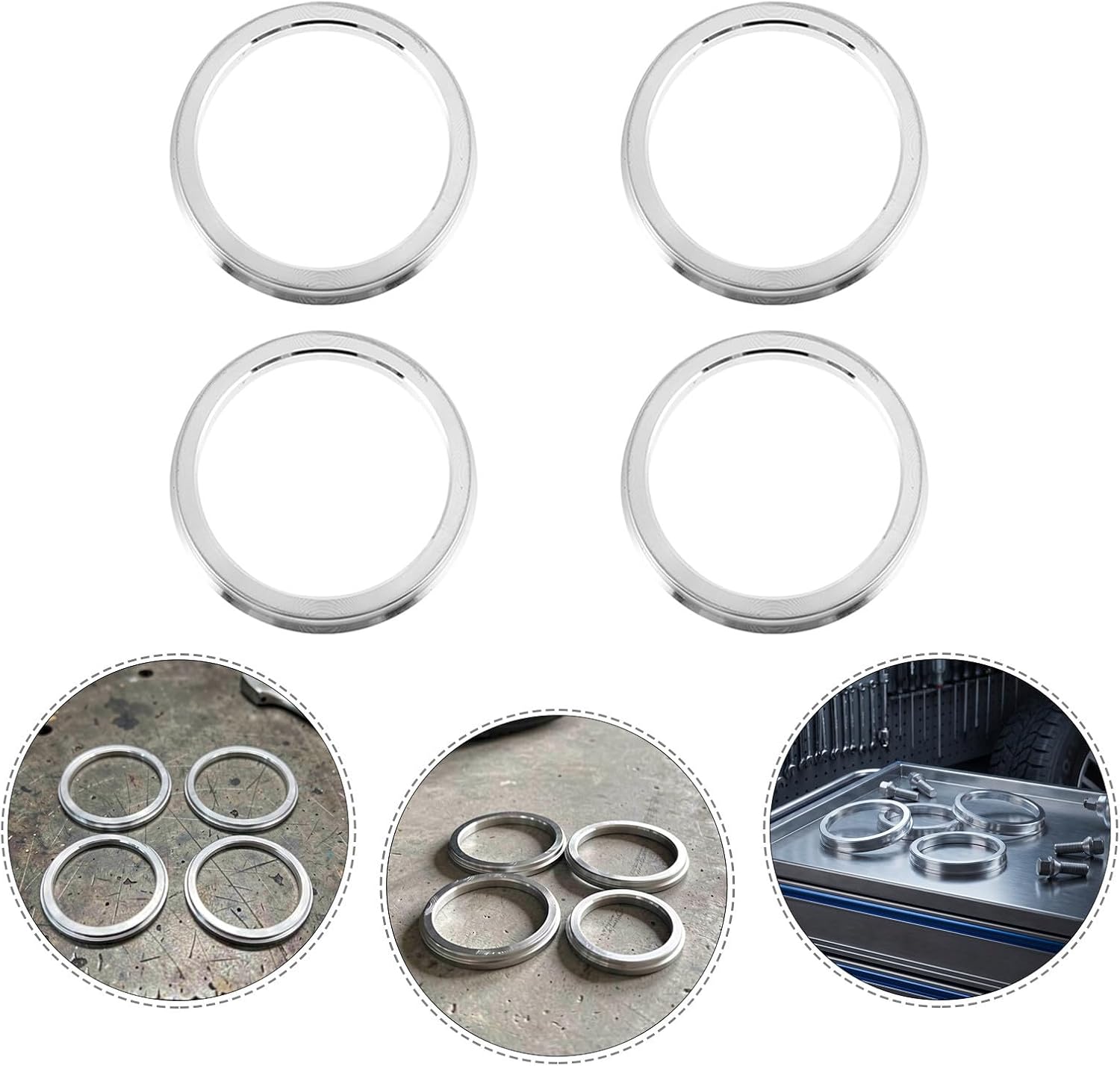 Aluminum Alloy Wheel Hub Centric Rings 4pcs Silver 73.1-60.1