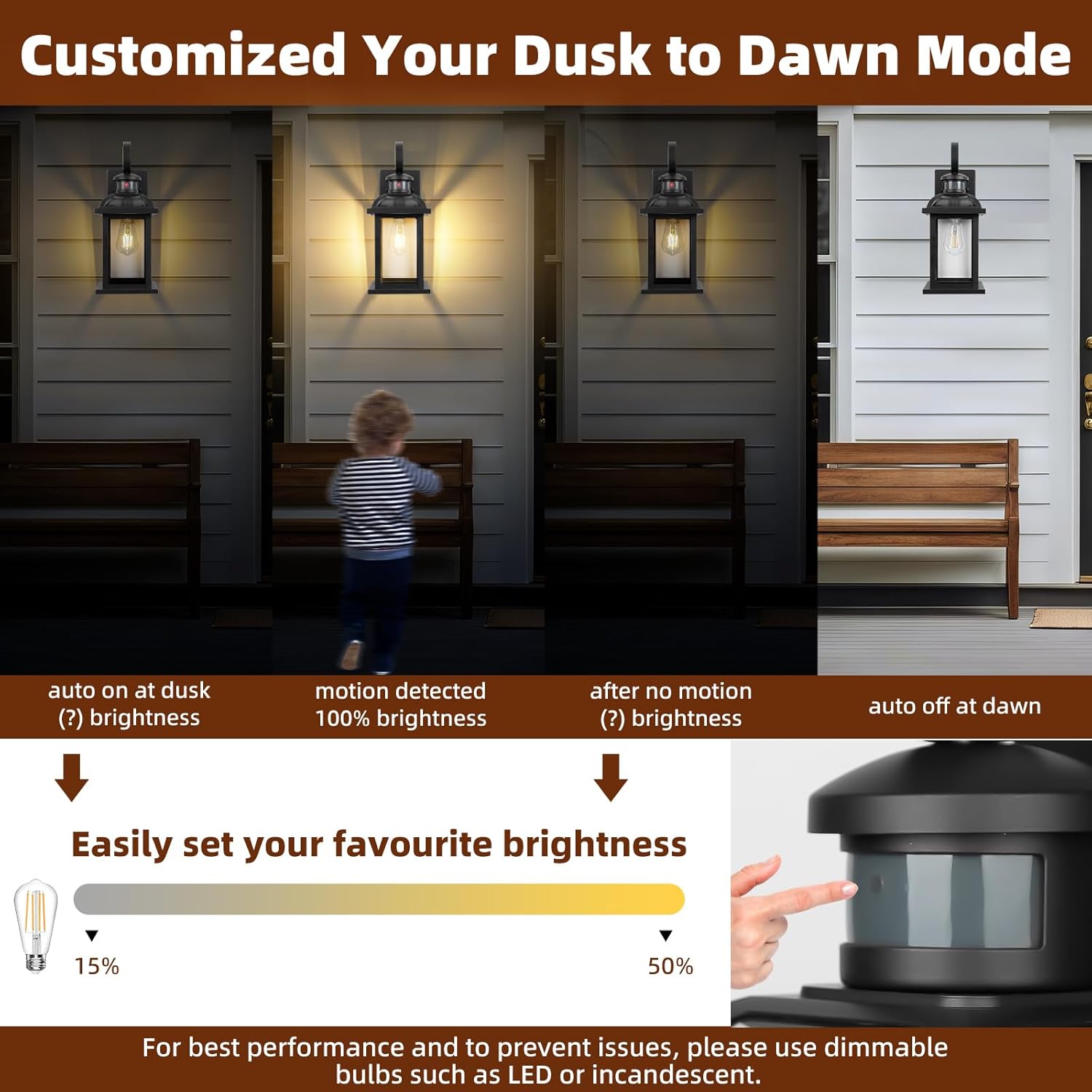 Matte Black Motion Sensor Outdoor Lighting Dusk to Dawn 2-Pack, Anti-Rust Aluminum Outdoor Light Wall Mounted House Exterior Light Fixture IP65 Waterproof Outside Wall Lantern Garage 16”