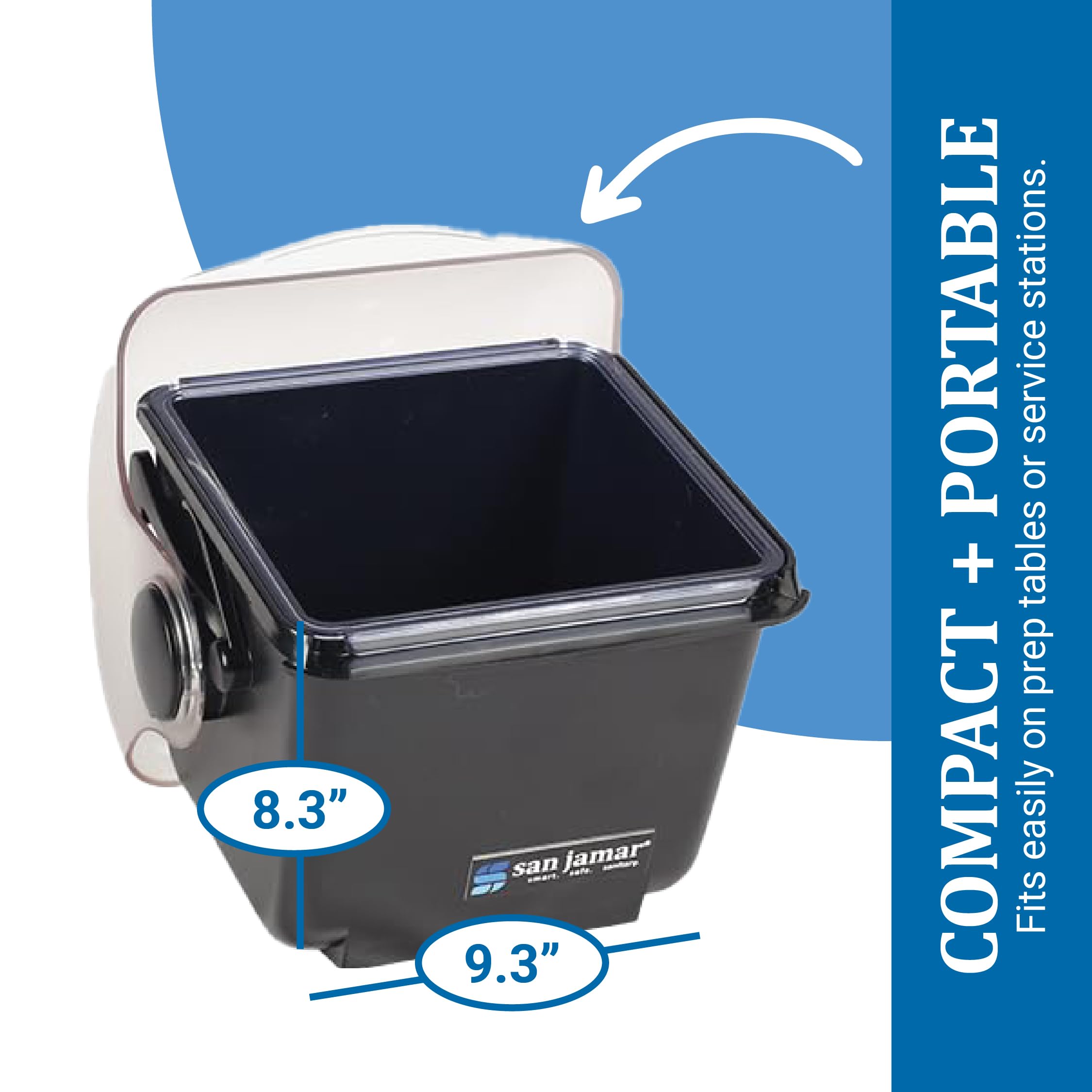 San Jamar Porta Condimentos Mini con Cúpula Enfriable con Tapa para Cocina, Bar y Restaurantes, Plástico, 1 Cuarto, Negro