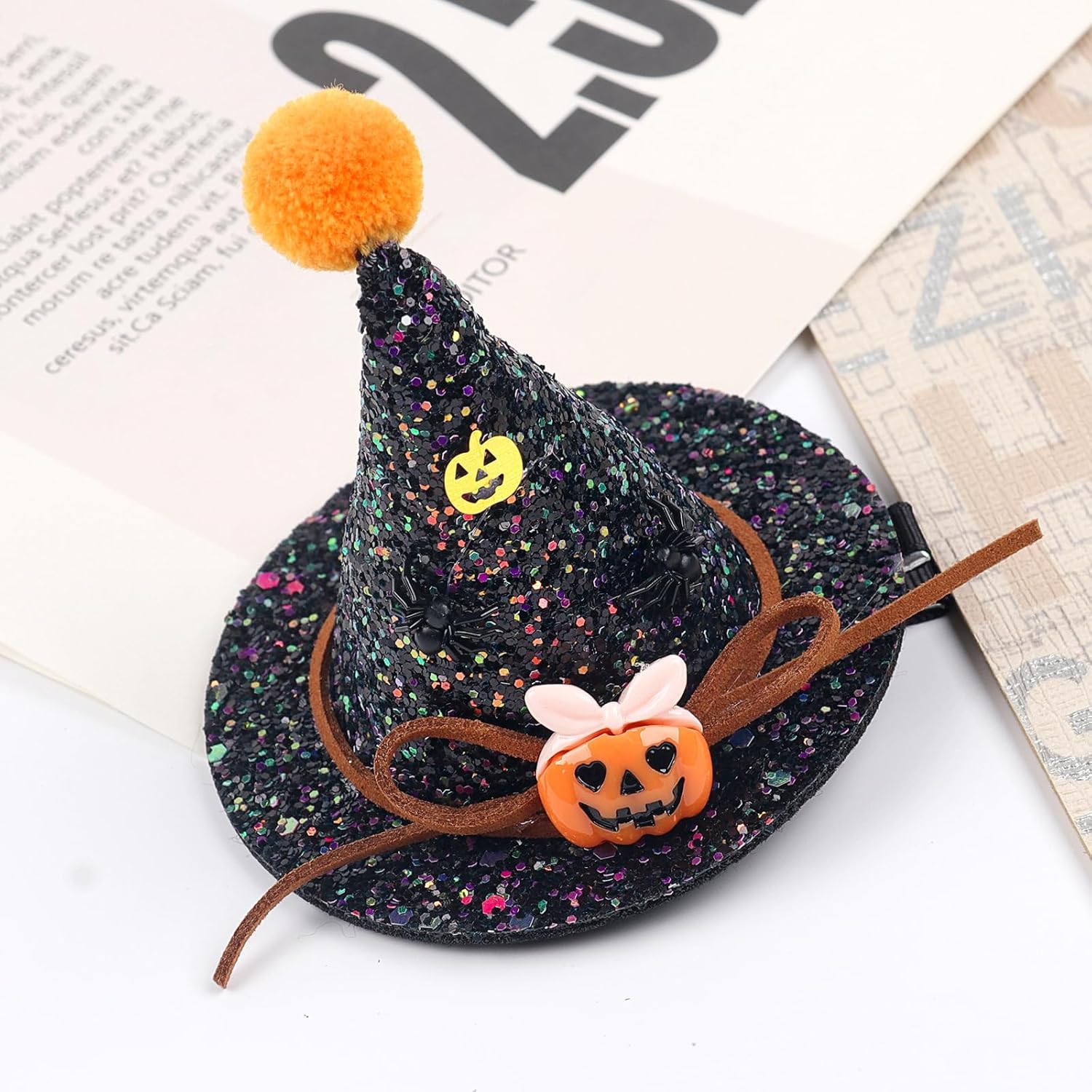 Totelux Halloween Hair Clips Sequins Witch Hat Hair Barrettes With Pumpkin Alligator Clips Hair Accessories for Women Halloween Party Supplies - Image 4