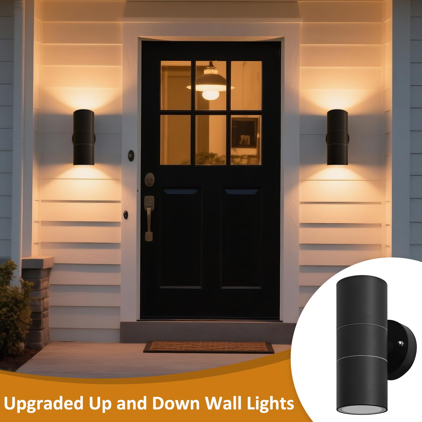 Mizlay Outdoor Wall Lights IP44,Up Down Lights 2X 5W GU10 Bulb Included,Outside Security Lights Mains Powered - Image 2