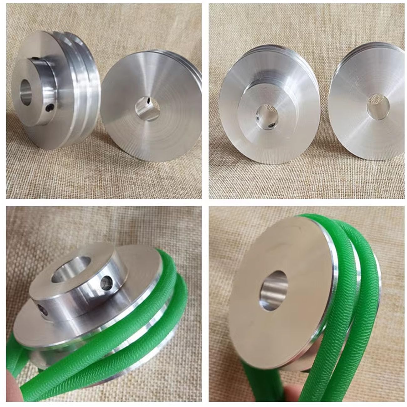 CHANCS Poulie à double gorge en V en alliage d'aluminium 80 mm OD 8 mm trou fixe pour arbre moteur 6 mm (1/4") courroie ronde en PU
