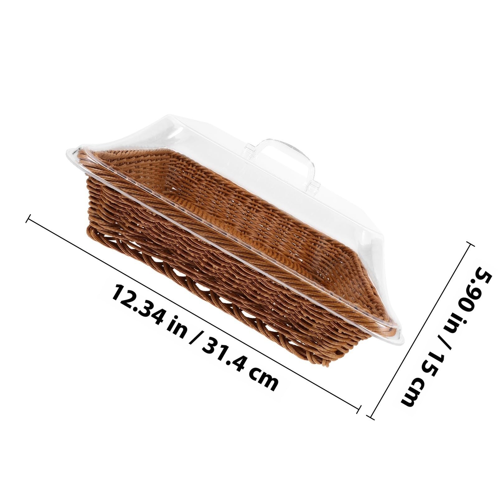 Cesta Tejida para Pan con Tapa Transparente, Marrón, Redonda